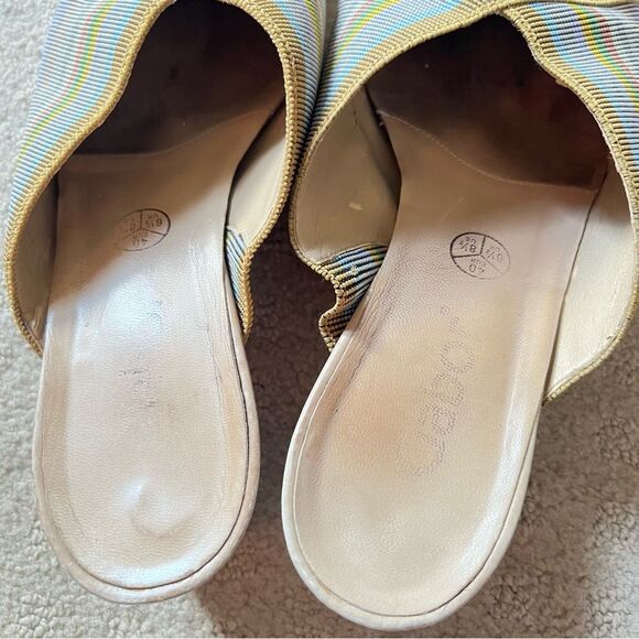 Gabor VTG Multicolour Pastel Woven Open Backed Low Block Heel Mules Shoes - Picture 9 of 13